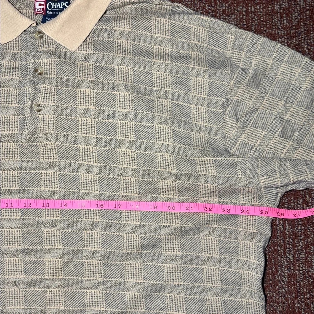 Vintage 90’s Chaps Ralph Lauren Beige Cream plaid Polo long sleeve rugby style